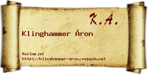 Klinghammer Áron névjegykártya