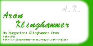 aron klinghammer business card